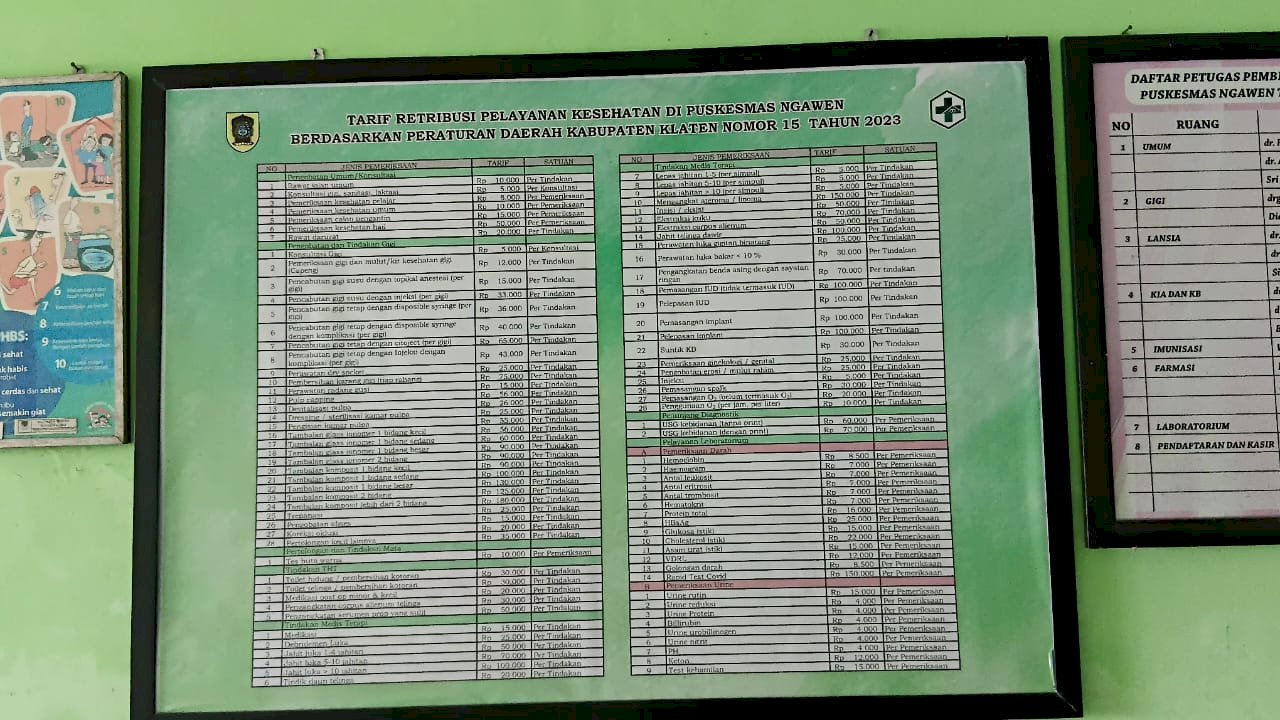 DAFTAR TARIF PUSKESMAS NGAWEN TAHUN 2026
